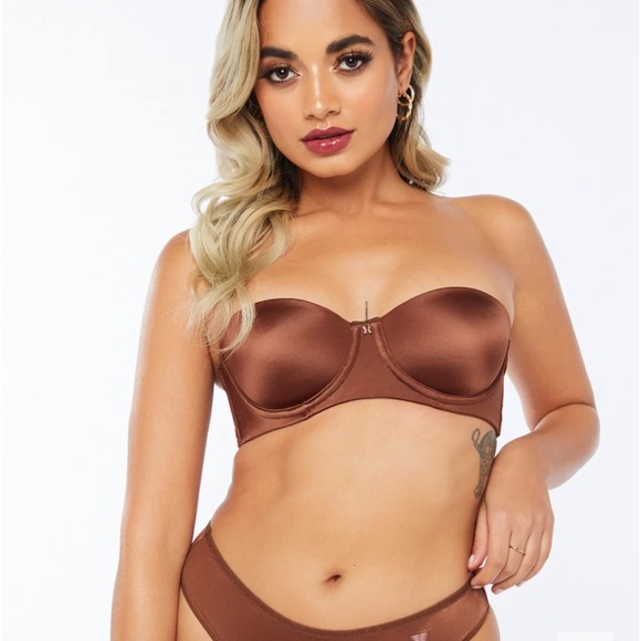 Savage X Fenty Mahogany Brown Sugar Nude Core Microfiber Strapless Bra - Picture 9 of 16